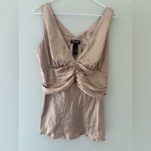 Bisou Bisou Beige Sleeveless Blouse